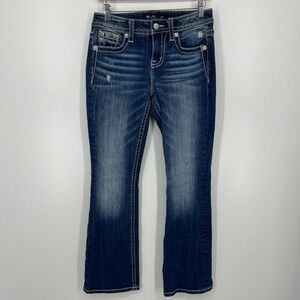Miss Me Jeans Women's Size 27 Blue Chloe Boot Thick Stitch Low Rise‎ Country